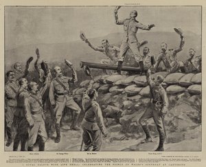 Ein königlicher Salut mit scharfer Munition, zur Feier des Geburtstags des Prinzen von Wales in Ladysmith